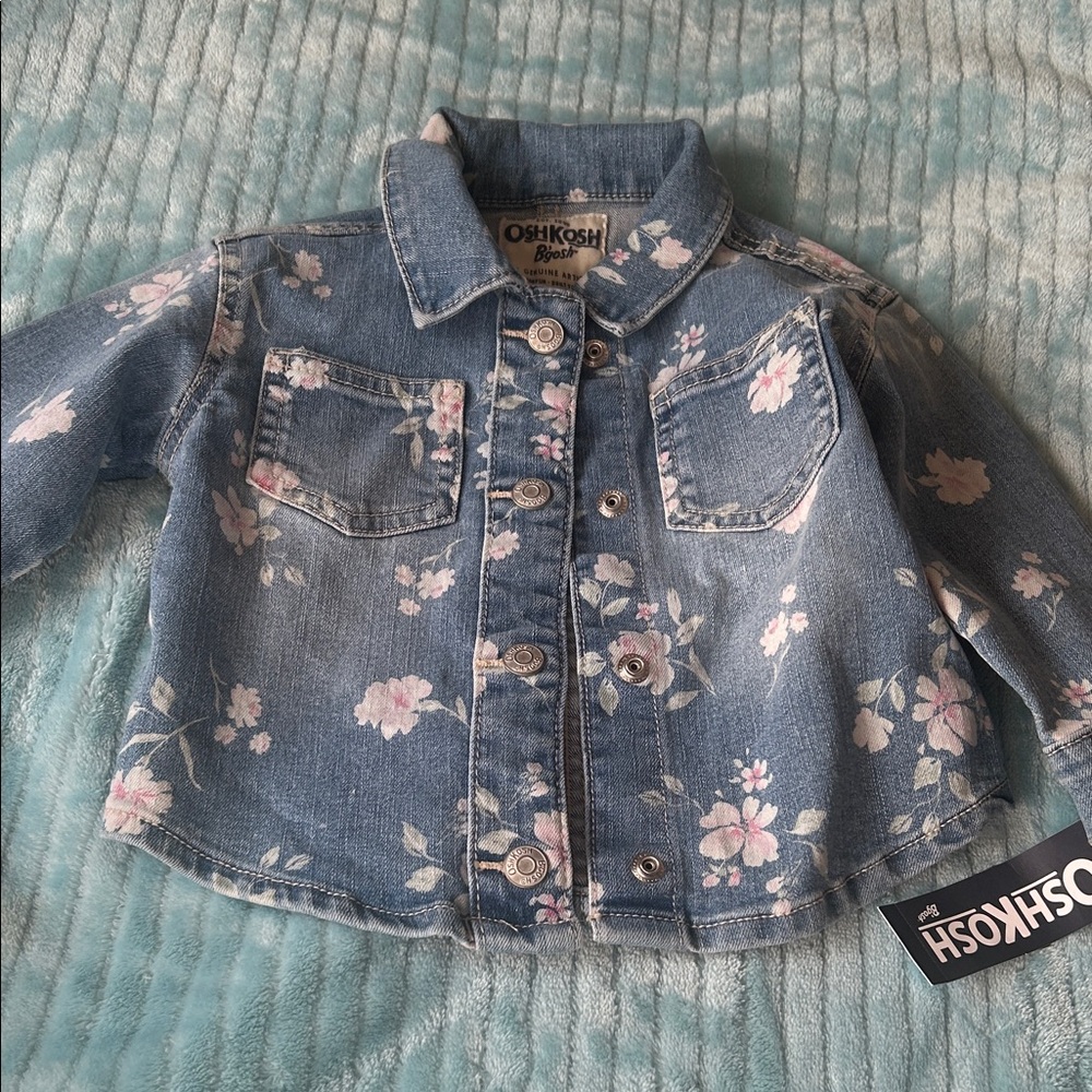 OshKosh B'gosh Kids Floral Jean Jacket - Light Blue and Pink